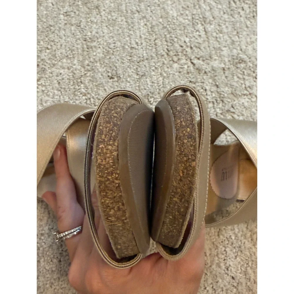 Anyi Lu Snakeskin Gold Wedge Sandals Women's 38.5 (US 8.5)‎ | Handmade Italy